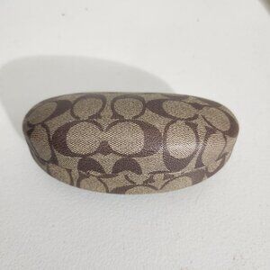 Coach Signature Pattern Hard Eyeglass/Sunglasses Case Beige & Brown